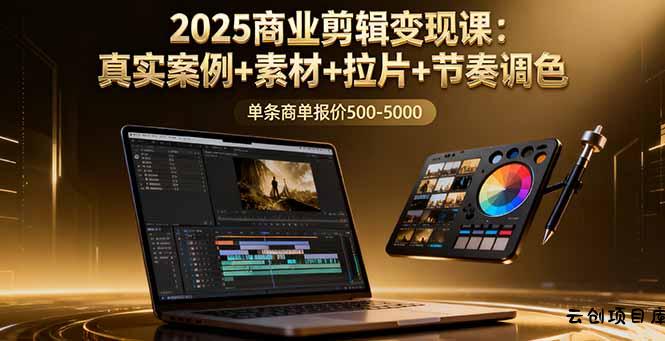 2025商业剪辑变现课：真实案例+素材+拉片+节奏调色，单条商单报价500-5000-云创项目库