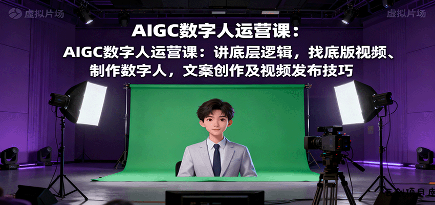 AIGC数字人运营课：讲底层逻辑，找底版视频、制作数字人，文案创作及视频发布技巧-云创项目库