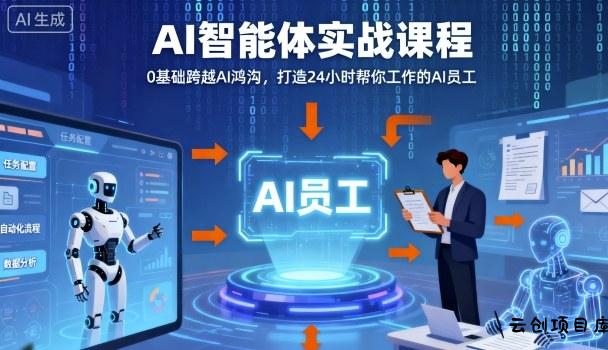 Ai智能体实战课程，0基础跨越Ai鸿沟，打造24小时帮你工作的Ai员工，打破常规，以实战定义Ai-云创项目库