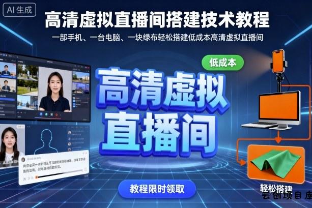 高清虚拟直播间搭建技术教程，一部手机、一台电脑、一块绿布轻松搭建低成本高清虚拟直播间-云创项目库
