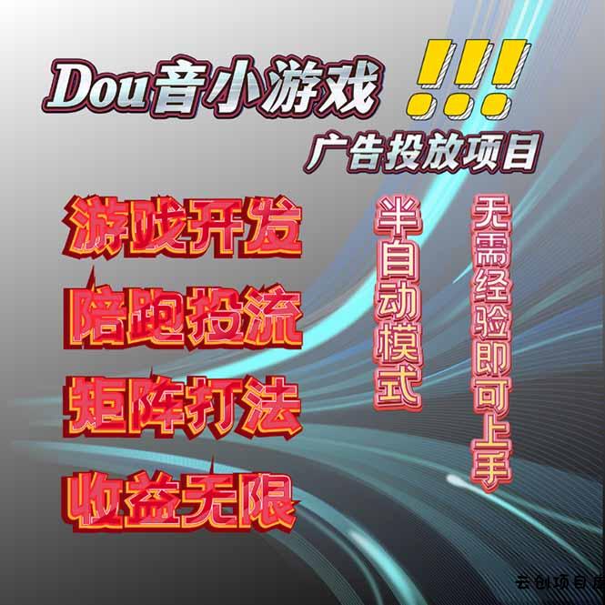 抖音小游戏广告推广项目，2025最新实测落地，单日收益300+-云创项目库