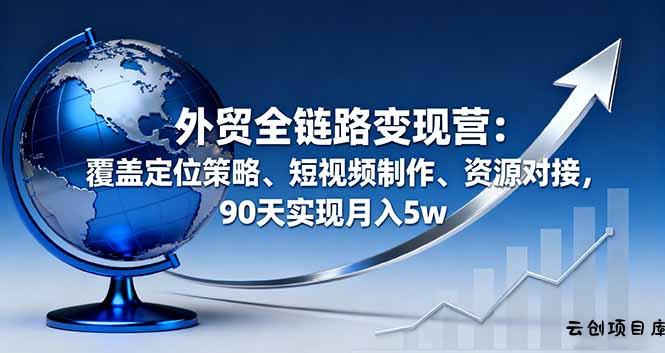 外贸全链路变现营：覆盖定位策略、短视频制作、资源对接，90天实现月入5w-云创项目库