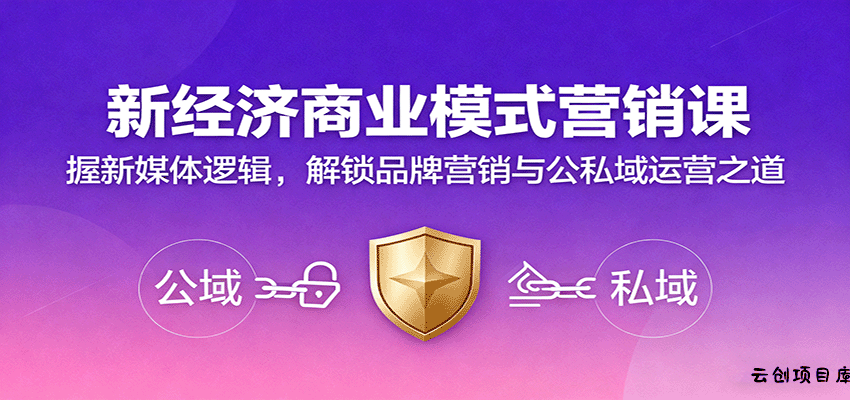 新经济商业模式营销课，握新媒体逻辑，解锁品牌营销与公私域运营之道-云创项目库