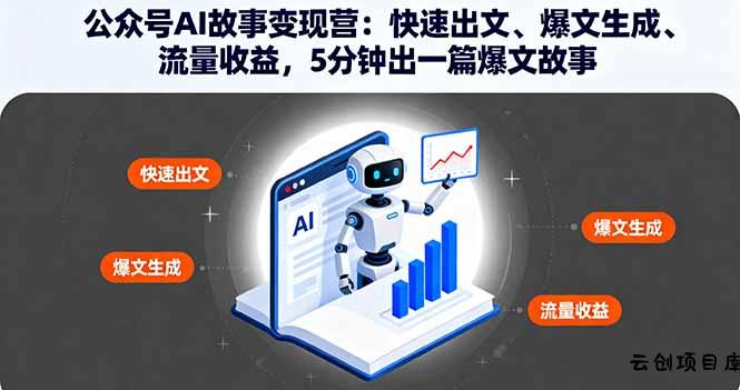 公众号AI故事变现营：快速出文、爆文生成、流量收益，5分钟出一篇爆文故事-云创项目库