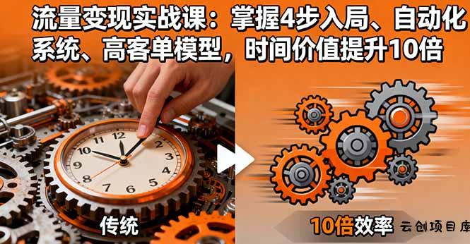 流量变现实战课：掌握4步入局、自动化系统、高客单模型，时间价值提升10倍-云创项目库
