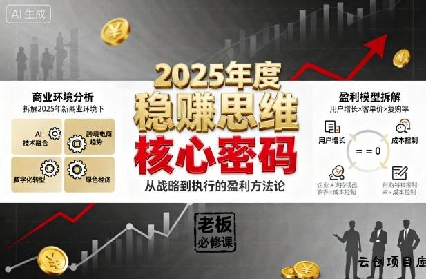 2025年度稳賺思维老板创业营，拆解2025年新商业环境下，企业实现持续盈利的核心密码-云创项目库
