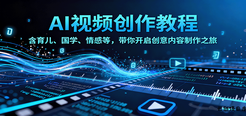 AI视频创富课，含育儿、国学、情感等，带你开启创意内容制作之旅-云创项目库