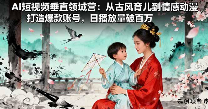 AI短视频垂直领域营：从古风育儿到情感动漫，打造爆款账号,日播放量破百万-云创项目库