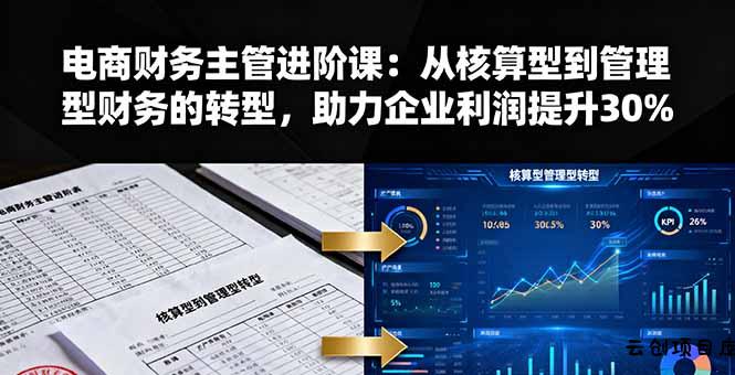 电商财务主管进阶课：从核算型到管理型财务的转型，助力企业利润提升30%-云创项目库