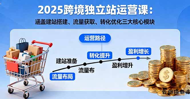 2025跨境独立站运营课：涵盖建站搭建、流量获取、转化优化三大核心模块-云创项目库