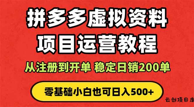 拼多多开店运营课程： 蓝海变现玩法，轻松实现睡后收入 零基础小白也可…-云创项目库