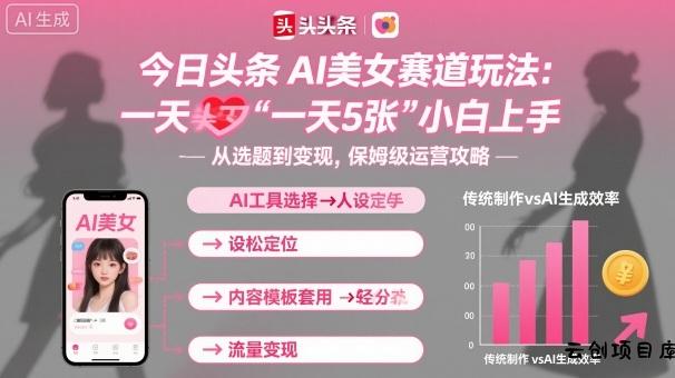 今日头条AI美女赛道玩法，一天轻松5张，小白轻松上手-云创项目库