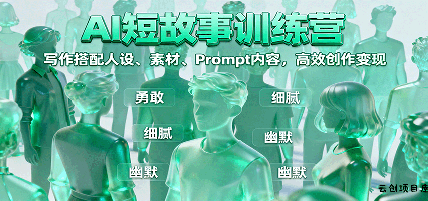AI短故事训练营：写作搭配人设、素材、Prompt内容，高效创作变现-云创项目库