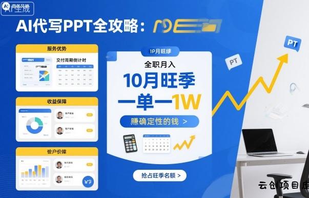 AI代写PPT全攻略，10月旺季，一单一结，全职月入1W，賺确定性的钱-云创项目库