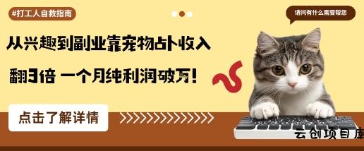从兴趣到副业靠宠物占卜收入翻3倍一个月纯利润破W-云创项目库