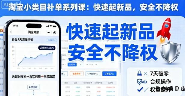 淘宝小类目补单系列课，快速起新品，安全不降权-云创项目库