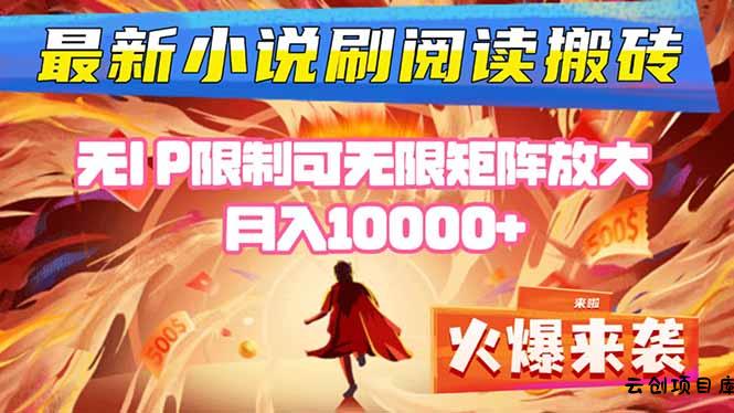 小说阅读搬砖单机每天收益200-400+ 无IP限制可无限矩阵放大 —-云创项目库