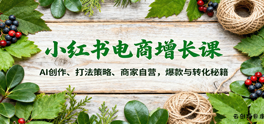 小红书电商增长课：AI创作、打法策略、商家自营，爆款与转化秘籍-云创项目库