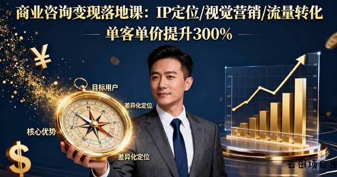 商业咨询变现落地课：IP定位/视觉营销/流量转化，单客单价提升300%-云创项目库