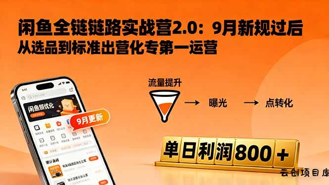 闲鱼变现课3.0：掌握链接优化、流量提升、商业变现，单日利润800+-云创项目库
