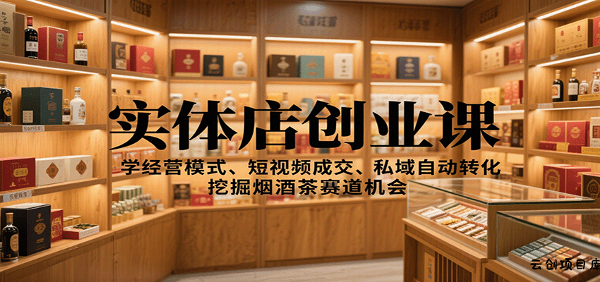 实体店创业课：学经营模式、短视频成交、私域自动转化，挖掘烟酒茶赛道机会-云创项目库