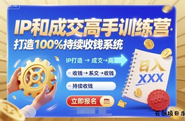 带你成为IP和成交高手的训练营，打造100%持续收钱系统-云创项目库
