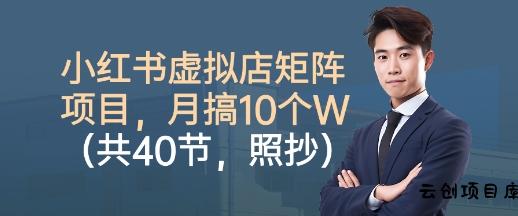 小红书虚拟店矩阵项目,照抄照做,月搞1W+(共40节)