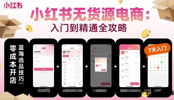 小红书无货源电商，入门到精通，开店+选品+笔记+剪辑+赛道+内容-云创项目库