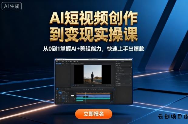 AI短视频创作到变现实操课，从0到1掌握AI+剪辑能力，快速上手出爆款(更新10月)-云创项目库