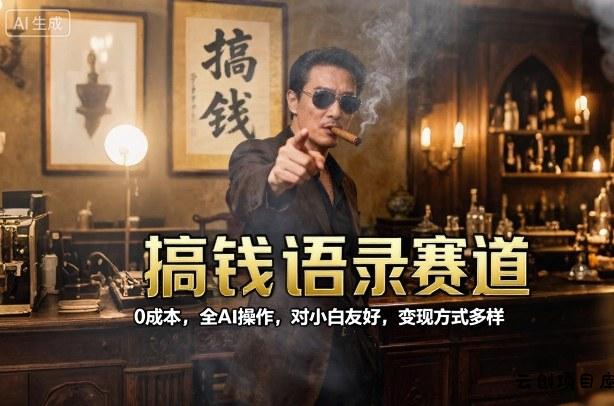 搞钱语录赛道，0成本，全AI操作，对小白友好，变现方式多样-云创项目库