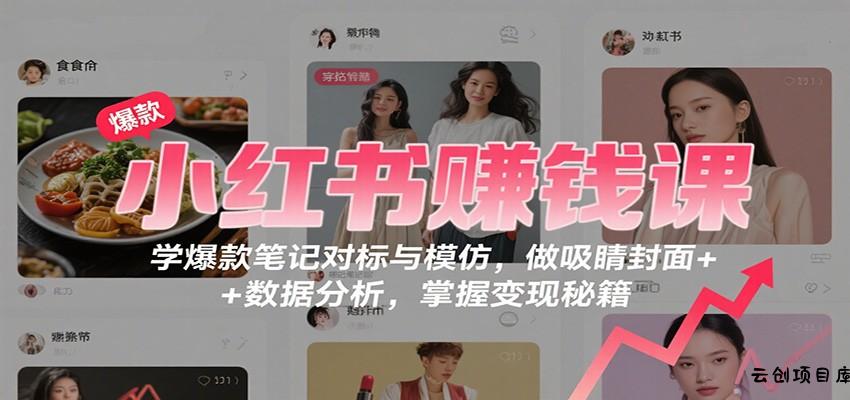 小红书赚钱课：学爆款笔记对标与模仿，做吸睛封面 + 数据分析，掌握变现秘籍-云创项目库