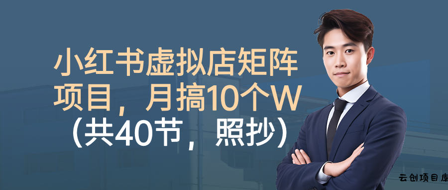 小红书虚拟店矩阵项目，月搞10W(共40节，照抄照做)-云创项目库