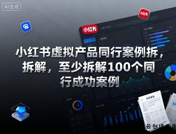 小红书虚拟产品同行案例拆解，至少拆解100个同行成功案例-云创项目库