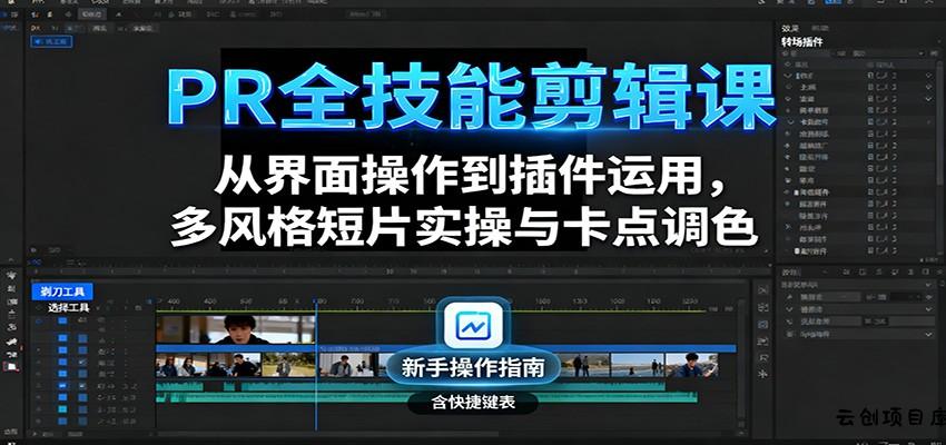 PR全技能剪辑课：从界面操作到插件运用，多风格短片实操与卡点调色-云创项目库