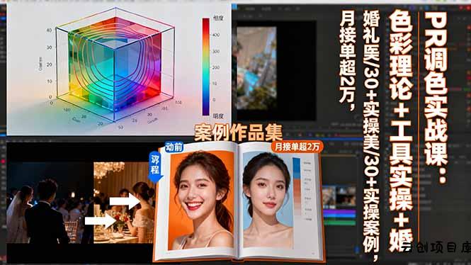 PR调色实战课：色彩理论+工具实操+婚礼医美/30+实操案例，月接单超2万-云创项目库