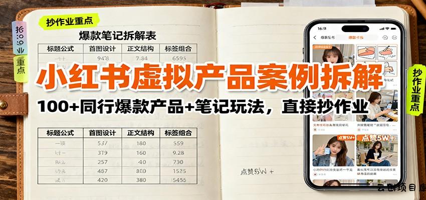小红书虚拟产品案例拆解：100+同行爆款产品+笔记玩法，直接抄作业-云创项目库
