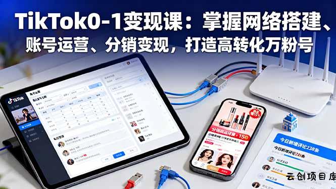 TikTok0-1变现课：掌握网络搭建、账号运营、分销变现，打造高转化万粉号-云创项目库