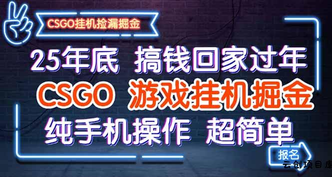 25年底搞钱回家过年，CSGO游戏挂机掘金，纯手机操作超简单-云创项目库