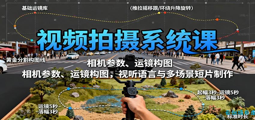 视频拍摄系统课：相机参数、运镜构图，视听语言与多场景短片制作-云创项目库