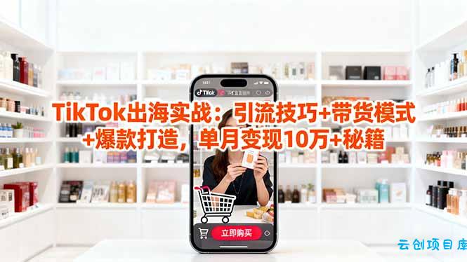 「TikTok出海实战」引流技巧+带货模式+爆款打造，单月变现10万+秘籍-云创项目库