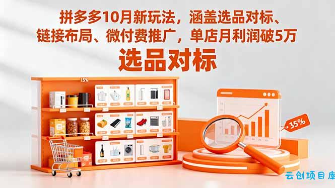 拼多多10月新玩法，涵盖选品对标、链接布局、微付费推广，单店月利润破5万-云创项目库