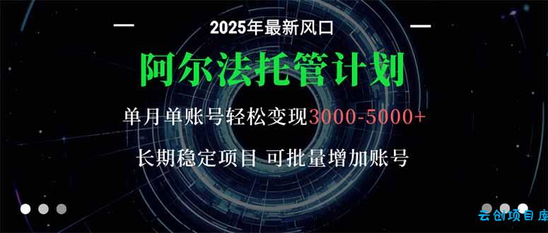 阿尔法托管计划 单账号月入3000-5000，长期稳定项目，新手小白轻松上手。-云创项目库