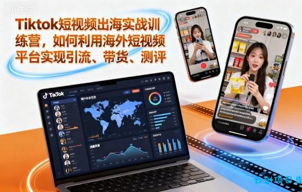 Tiktok短视频出海实战训练营,如何利用海外短视频平台实现引流、带货、测评-云创项目库