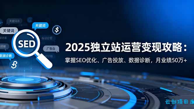 2025独立站运营变现攻略：掌握SEO优化、广告投放、数据诊断，月业绩50万+-云创项目库