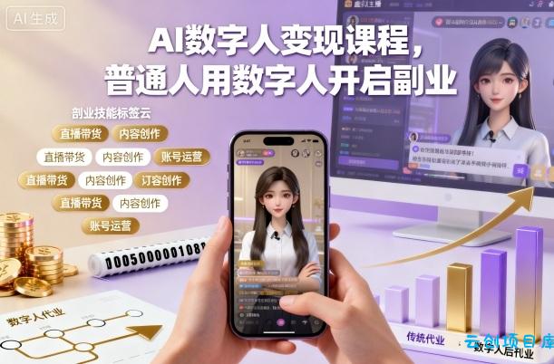 AI数字人变现课程,普通人用数字人开启副业-云创项目库