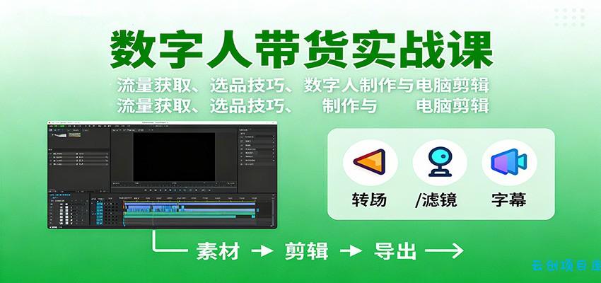 数字人变现实战课：流量获取、选品技巧、数字人制作与电脑剪辑-云创项目库
