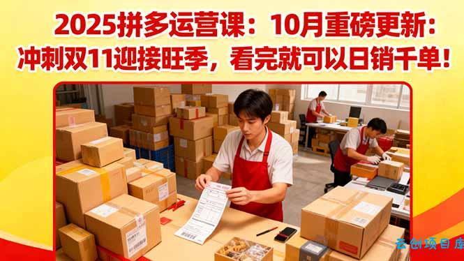 2025拼多多运营课：10月重磅更新：冲刺双11迎接旺季，看完就可以日销千单-云创项目库