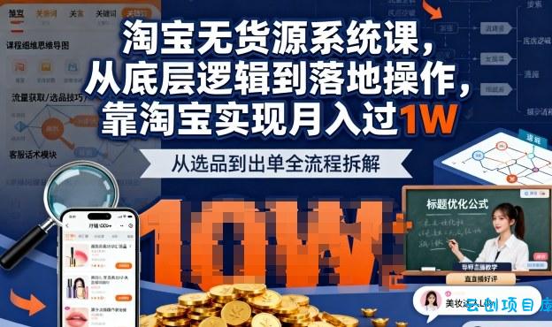 2025最新淘宝无货源系统课,从底层逻辑到落地操作,靠淘宝实现月入过1W(更新)-云创项目库
