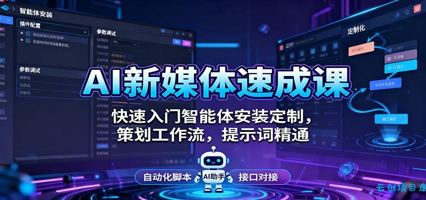 AI新媒体速成课：快速入门智能体安装定制，策划工作流，提示词精通-云创项目库