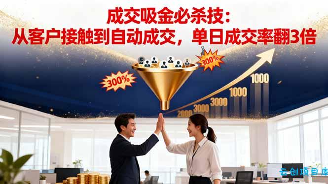 吸金成交营销必杀技：从客户接触到自动成交，单日成交率翻3倍-云创项目库